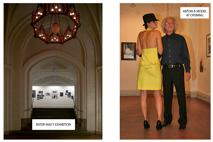 The Entrace to the Exhibition and Anton Perich signing the Banana Dress