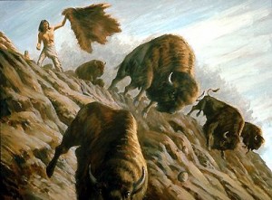 gerald Lazare -buffalo-hunt-over-cliff